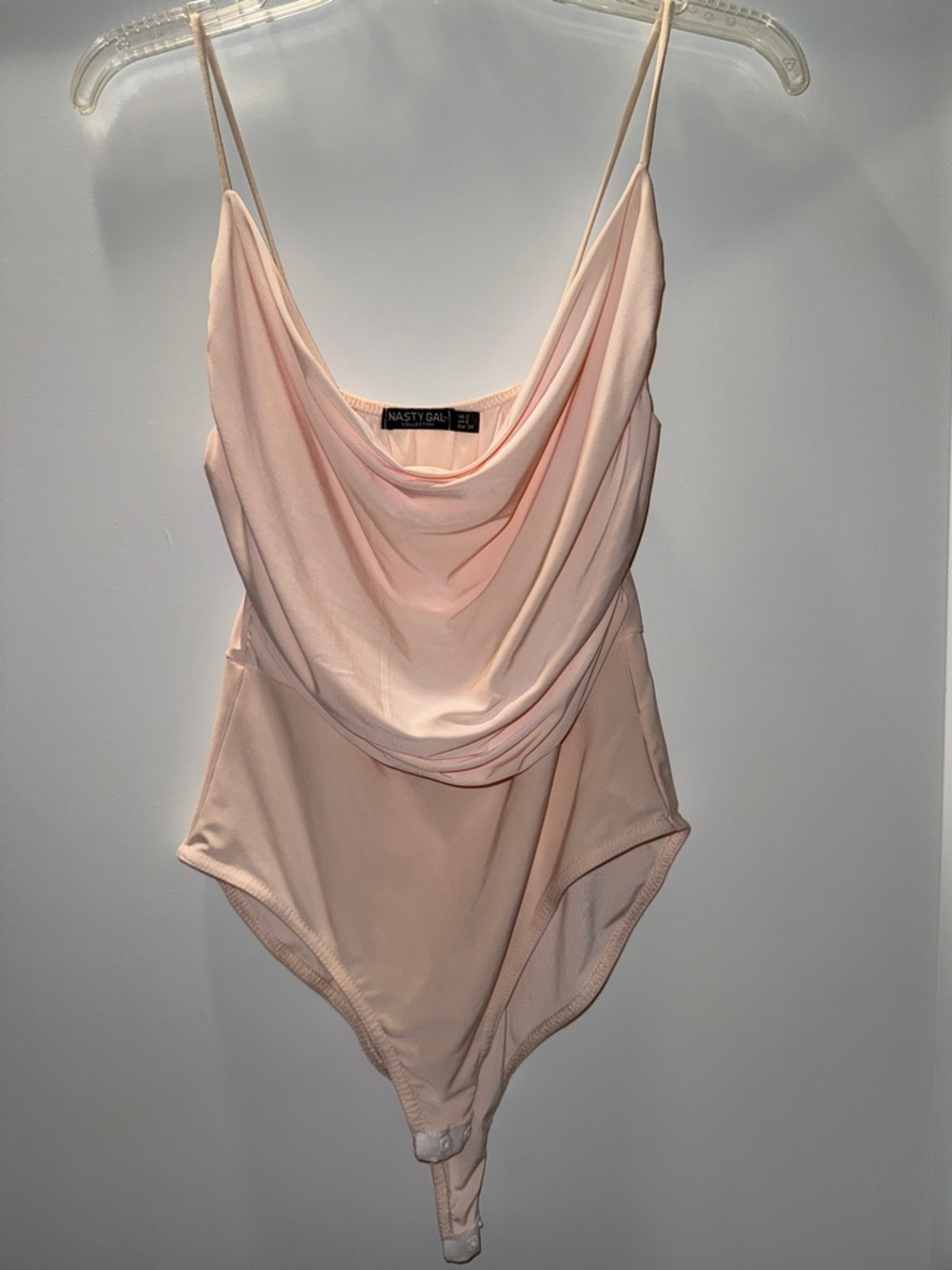 Nasty Gal Soft Blush Pink Cowl Neck Bodysuit